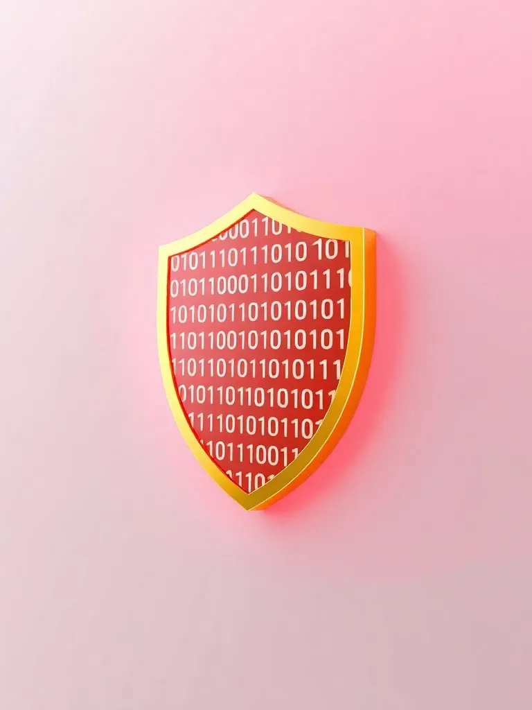 Abstract digital visualization of data protection, golden sh