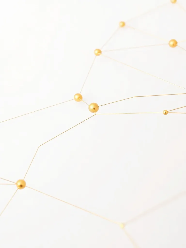 Minimalist clean visual of neural network nodes connected by